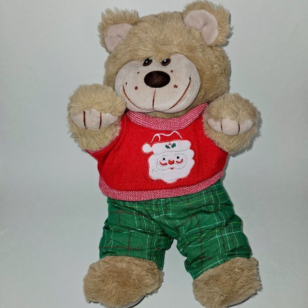 VTG Trappers Brown Teddy Bear Plush Santa Christmas Sweater 15" Stuffed Toy READ